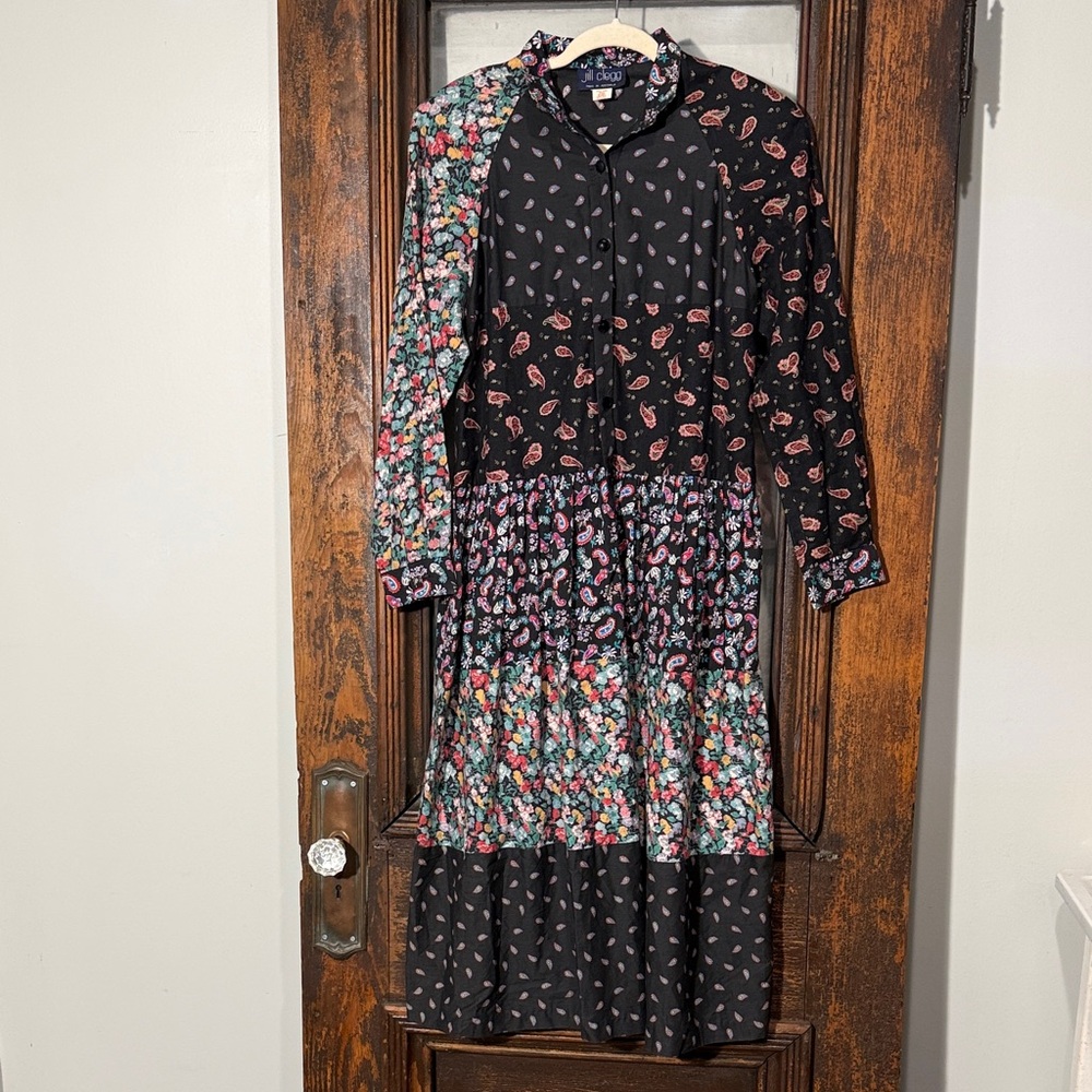 Chic Black Floral Long Sleeve Dress